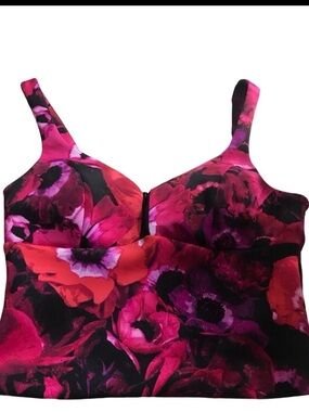 Guess Floral Print Camisole in Fuchsia, Magenta and Black